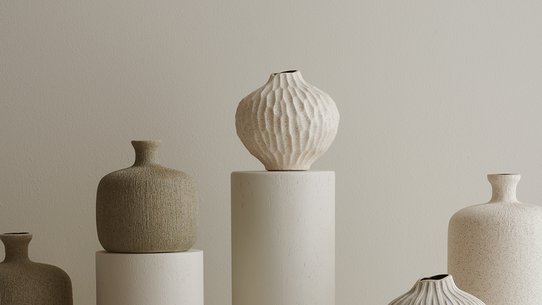 Små keramik vaser i naturfärger från Lindform