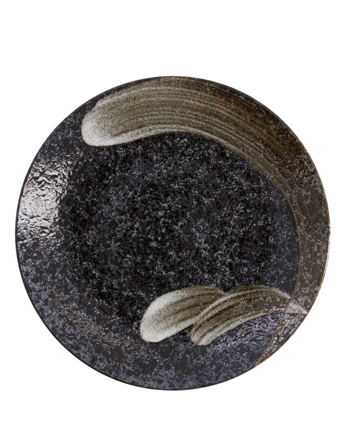 Stor tallrik Arahake i mörkbrunt med ljusa penseldrag diameter 28,5 cm från Tokyo Design Studio hos Cobosabi
