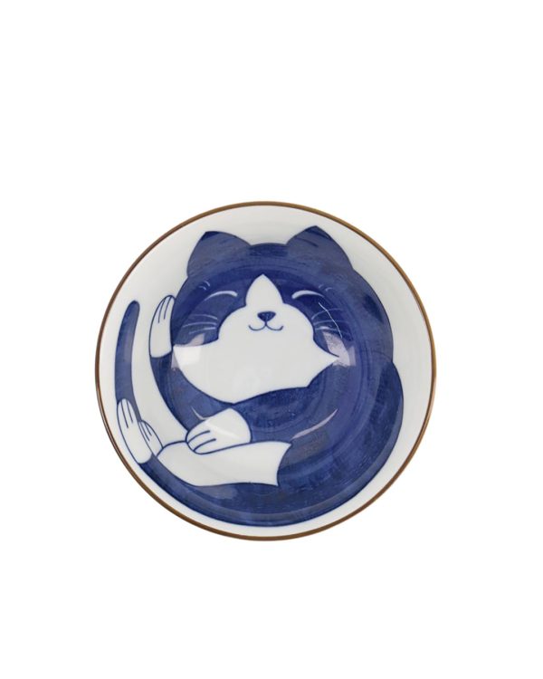Japansk skål med katt i blått i skålen från Tokyo design studio hos Cobosabi