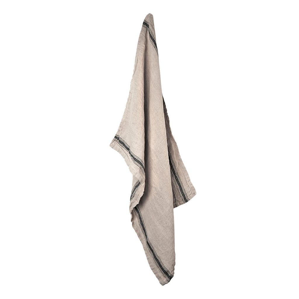 Kökshandduk Oliver linne natur och svart från H Skjalm P