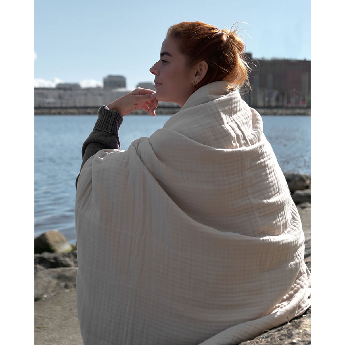 6-Layer Soft Blanket, GOTS, stone - Bild 2
