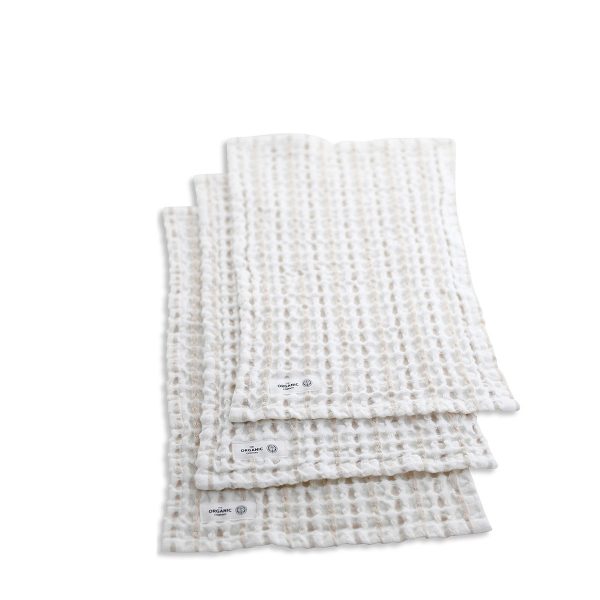 Big Waffle tvättlapp 3-pack Naturvit/stone ekologisk bomull från The Organic Company