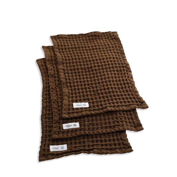 Big Waffle tvättlapp 3-pack Teak ekologisk bomull från The Organic Company