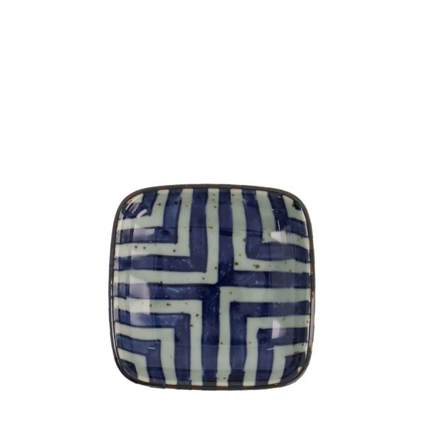 Fyrkantig sojaskål Yokomino blå från Tokyo Design Studio