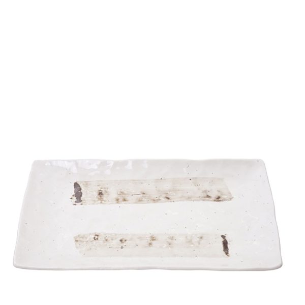 Sushitallrik stor vit med bruna penseldrag från Tokyo Design Studio hos Cobosabi