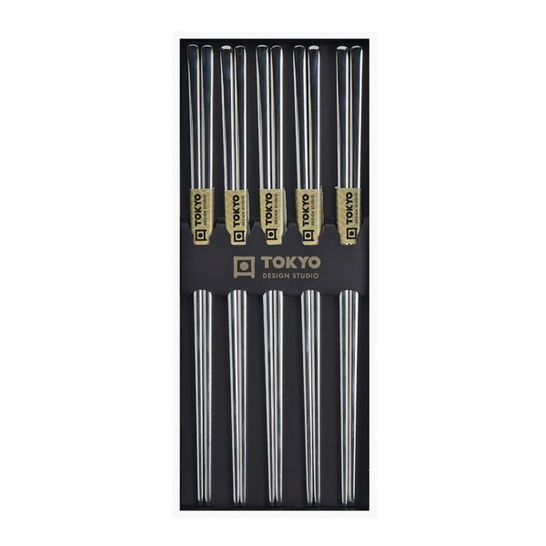 Ätpinnar i rostfritt stål 5 par från Tokyo Design Studio