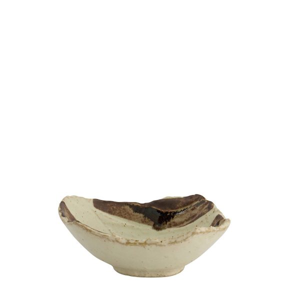 Skål Koshoku Marche med ränder i beige och brun från Tokyo Design Studio