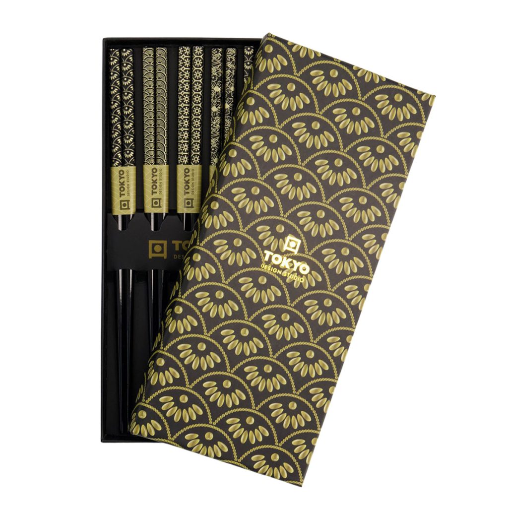 Ätpinnar svart/guld från Tokyo Design Studio