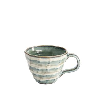 Craft japansk mugg med öra grön och beige rand från Tokyo Design Studio hos Cobosabi