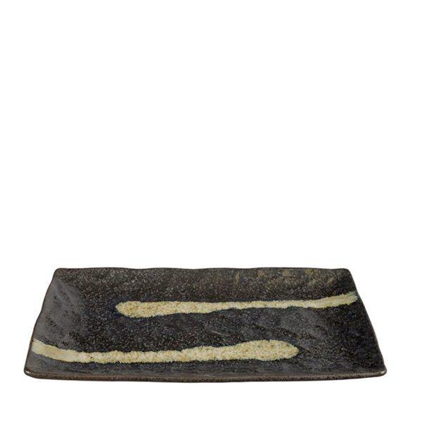 Stor tallrik svart med beiga penseldrag från Tokyo Design Studio