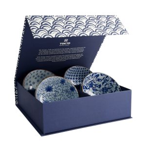 MIxed bowls blå vit I presentkartong 4-pack från Tokyo Design Studio