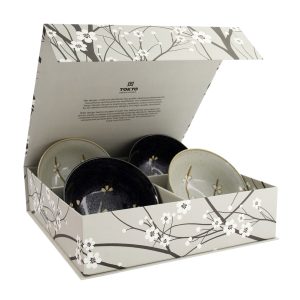 Presentkartong med fyra skålar Sakura Tayo svart och grå från Tokyo Design Studio