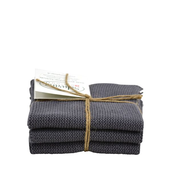 Stickade disktrasor 3-pack mörk stålgrå från Solwang Design