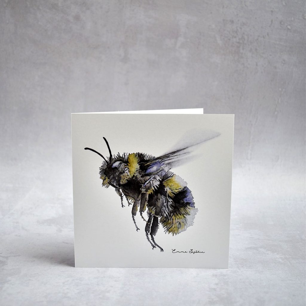 Dubbelvikt kort Humla från Emma Sjödin