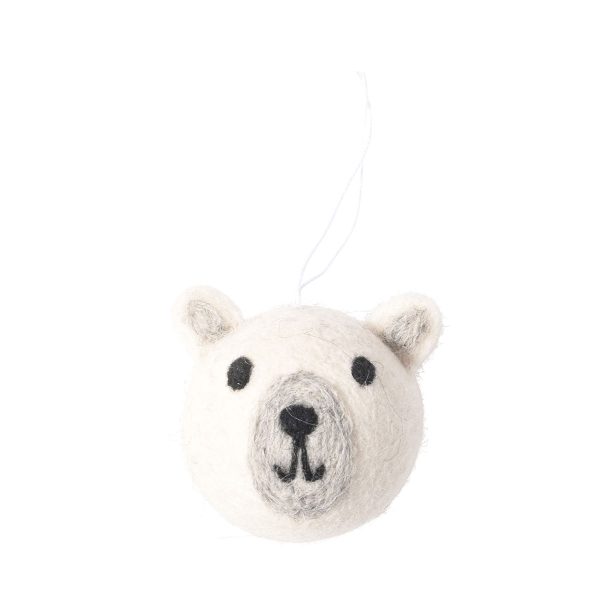 Julpynt Julkula Isbjörn vit av ull från Aveva