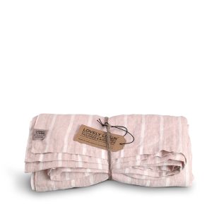 Misty linneduk stripe sunset 145x250 från Lovely linen