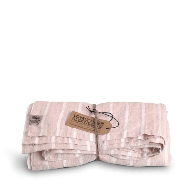 Misty linneduk stripe sunset 145x250 från Lovely linen