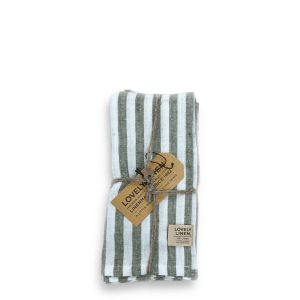 Misty linneservetter edge jeep green från Lovely Linen
