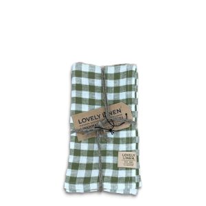 Misty linneservetter square jeep green från Lovely Linen