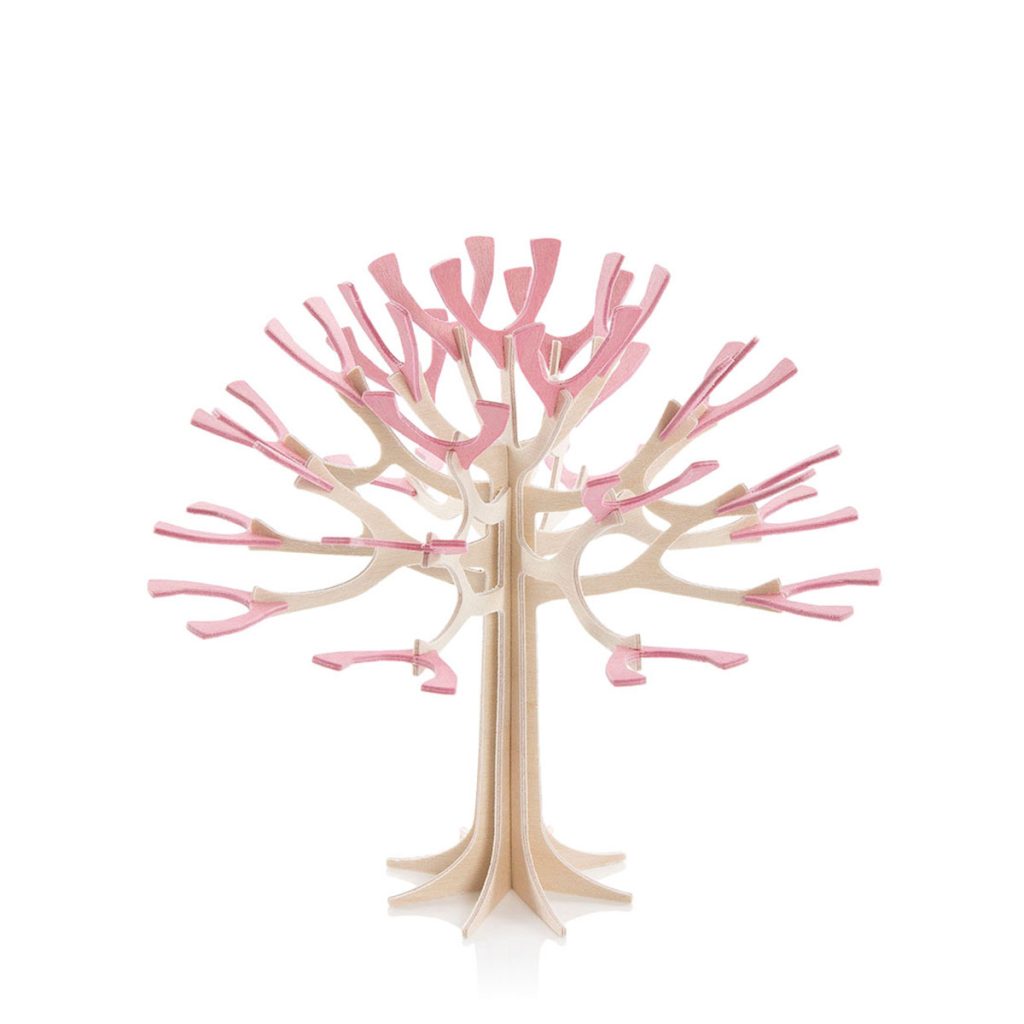 Säsongs träd 11,5 cm ljusrosa av trä från Lovi, pyssel