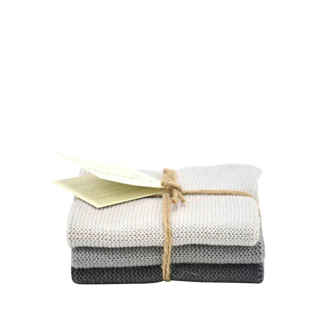 Stickade disktrasor 3-pack stålgrå kombi från Solwang Design