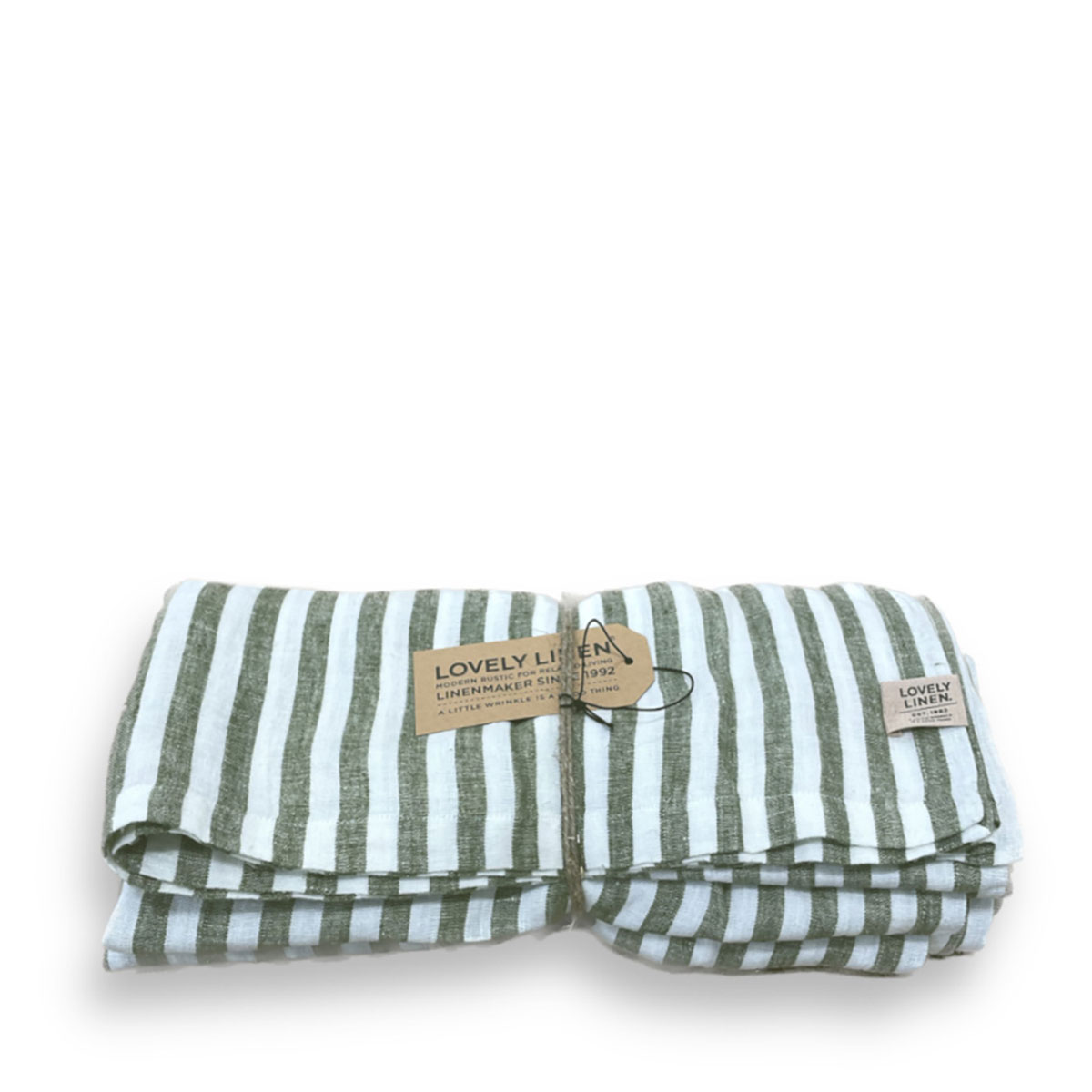 Misty linneduk edge jeep green 145x250 från Lovely linen