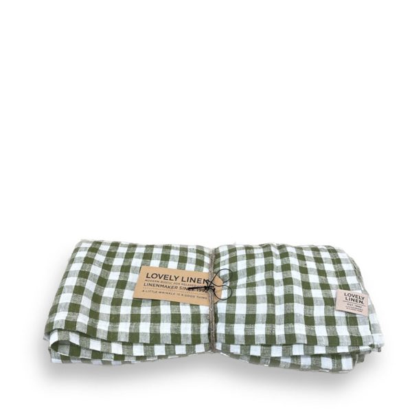 Misty linneduk square jeep green 145x300 från Lovely linen