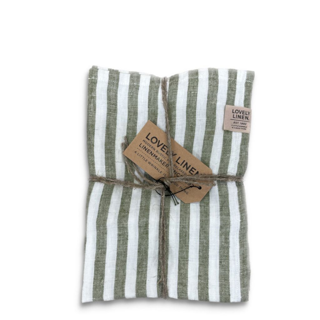 Misty kökshandduk edge jeep green i linne från Lovely Linen