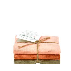 Stickade disktrasor 3-pack oliv/aprikos kombi från Solwang Design