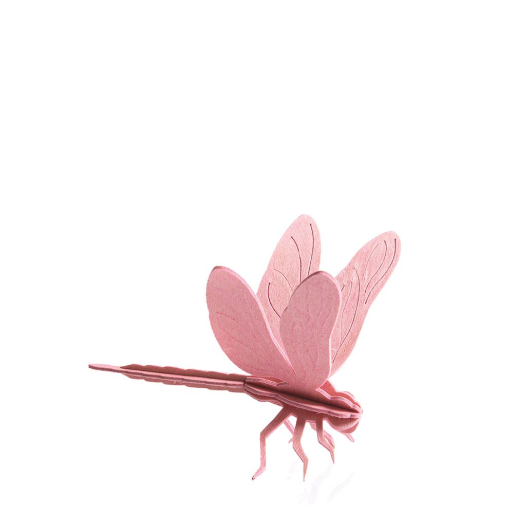 Slända rosa i trä från Lovi, pyssel