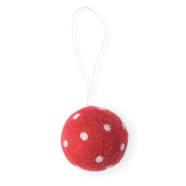 Julpynt Little hangings kula röd/vit av ull från Aveva