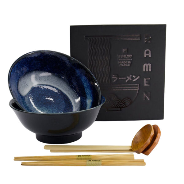 Japanskt ramenset Izayoi blå6 delar i presentkartong från Tokyo Design Studio