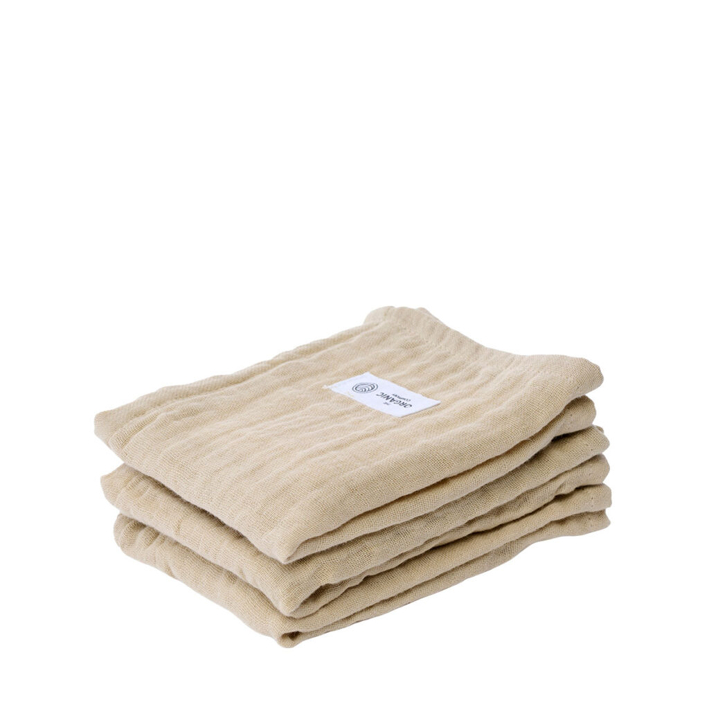 FINE Tvättlappar 3-pack Pale Honey i ekologisk bomull från The Organic Company
