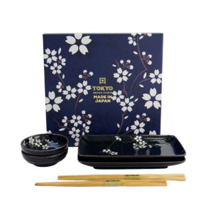 Japanskt Sushiset Cobalt blue Sakura i sex delar från Tokyo Design Studio