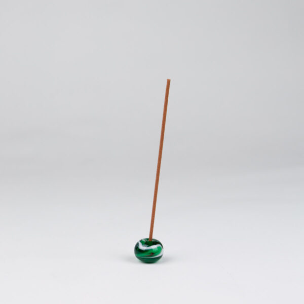 Japansk Rökelsehållare grön och vit, Inamine glas