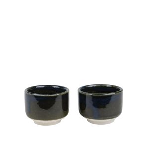 Japansk sake kopp set Heuge i mörkgrön glasyr från Chips Inc